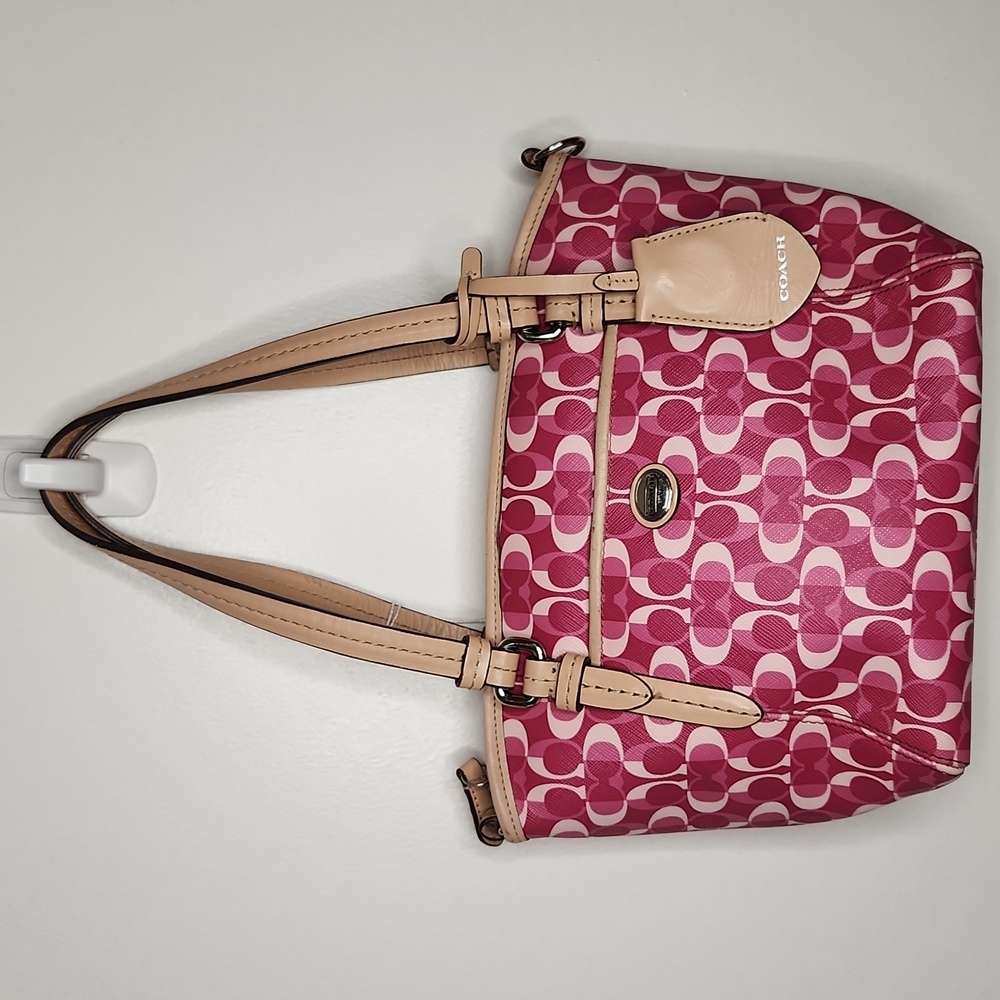 ๐ดSOLD l!!!!๐ด๐ฅ๐ฅCoach Pink and Tan Tote Bag๐ฅ๐ฅ๐ฅ - Picture 1 of 9
